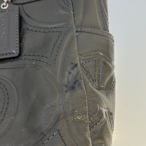 COACH F18326 Signature Gallery Stitch Patent C logo Leather Gray Tote Bag - Picture 14 of 14